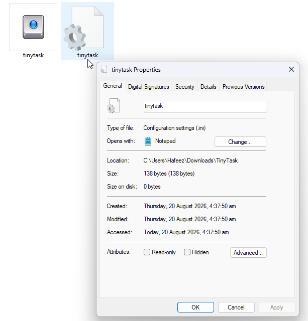 The program and its small settings file, the only two files involved