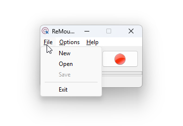 The File menu of the other program